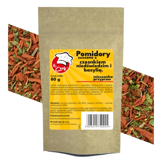 Pomidory Suszone z Czosnkiem Niedźwiedzim i Bazylią - Premium Line 80 g