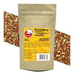 Pomidory Suszone z Czosnkiem i Bazylią - Premium Line 200g Doypack