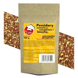 Pomidory Suszone z Czosnkiem i Bazylią - Premium Line 100g Doypack